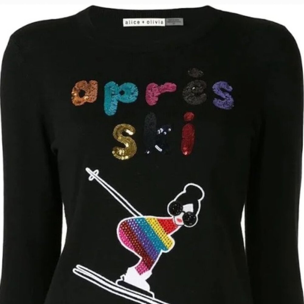 Alice + Olivia Black Apres Ski Sweater Size Small